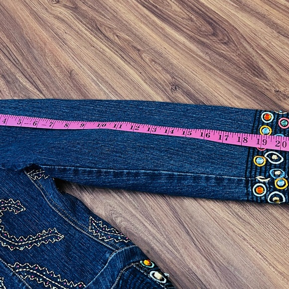 BLUTIQUE Women’s Embroidered Boho/Y2K Denim Jacket SZ:M - Picture 2 of 14